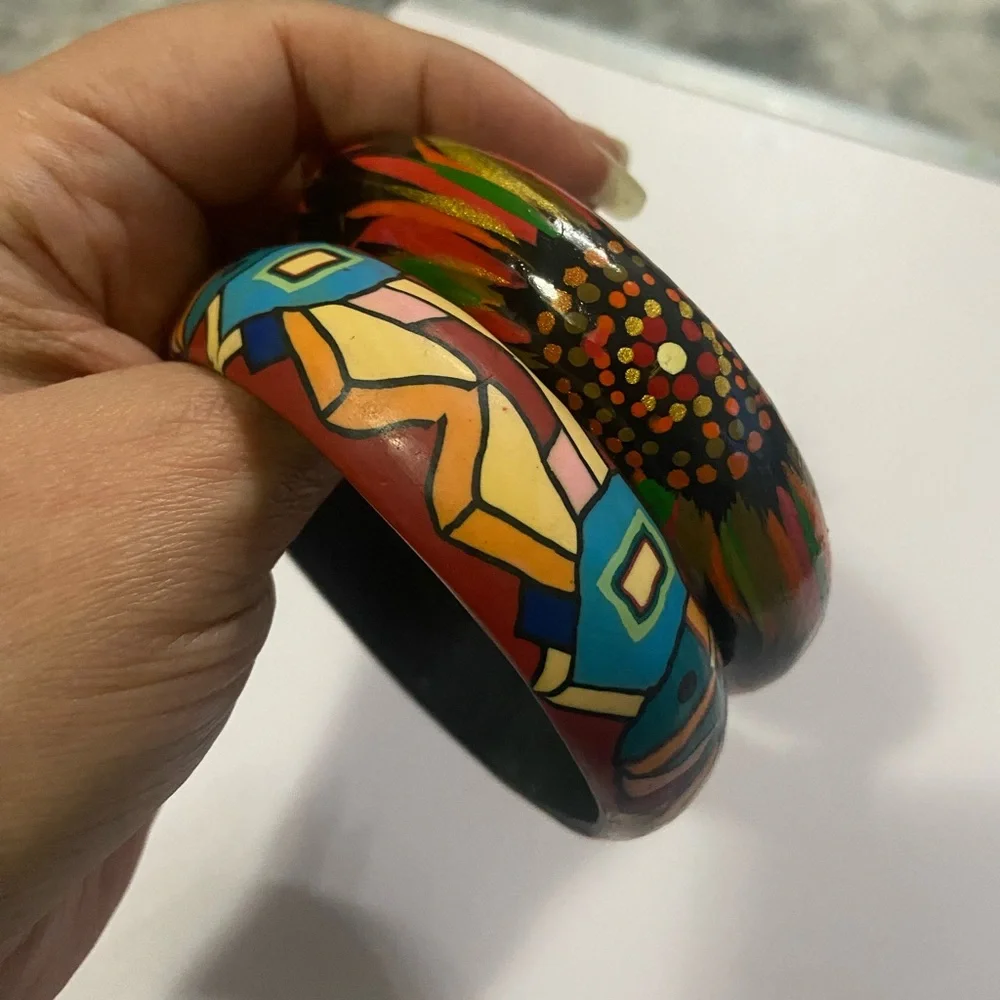 Colorful Hand-Painted Bangles - Picture 2 of 4